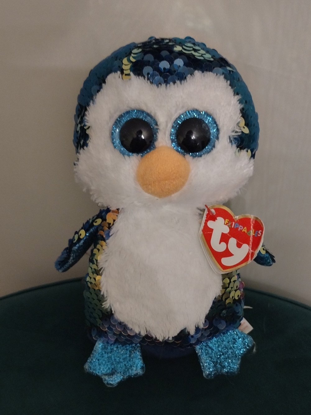 Ty Sequin Penguin Payton Plush - Blue, White & Orange